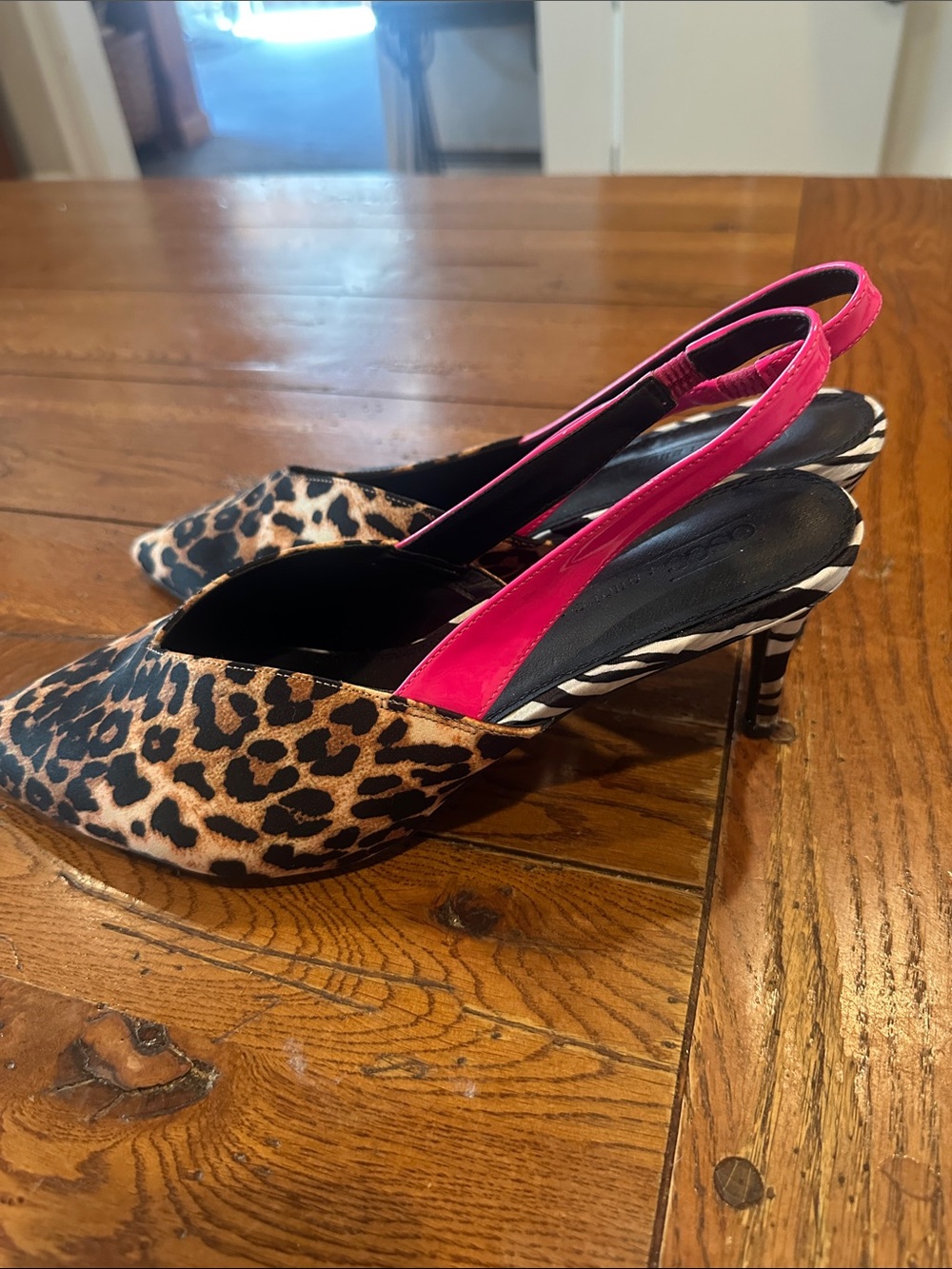 ASOS DESIGN Stormie Mixed Animal Print Slingback Heels - Size 9